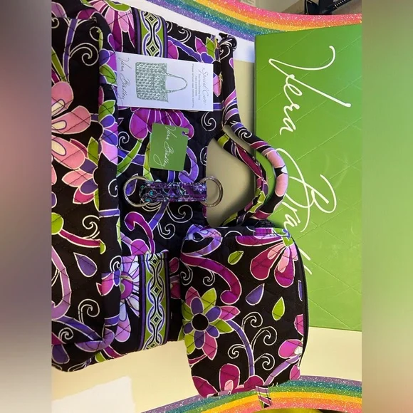 Vera Bradley Gabby Purple Punch 3 pct set - Picture 1 of 7